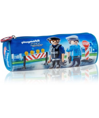 Piórnik saszetka okrągła Playmobil dla chłopca do szkoły policja PL-22