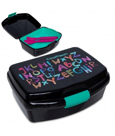 Lunchbox dla dziecka CoolPack ALPHABET literki + tacka sztućce RUMI