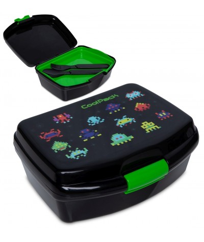 Lunchbox dla dziecka pojemnik sztućce tacka Coolpack z pixelami Rumi