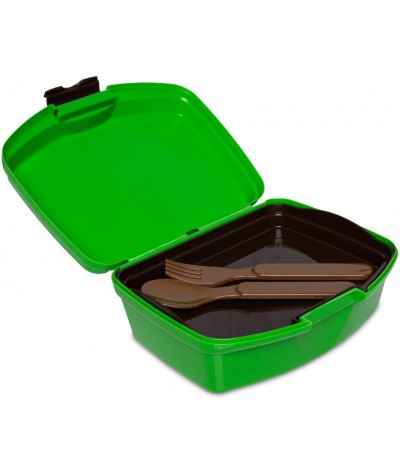 Lunchbox dla dziecka pudełko sztućce tacka Coolpack zielone bloki Rumi
