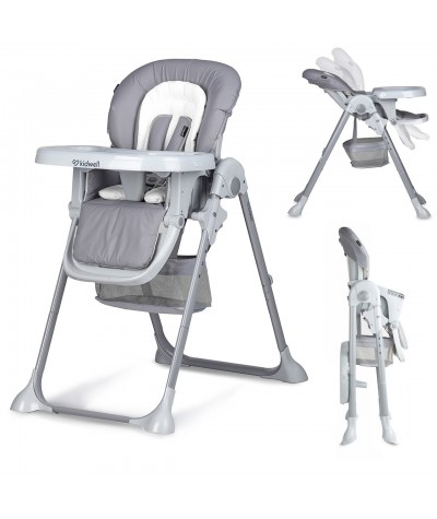 Krzesełko do karmienia Kidwell AMI SZARE dla dziecka 6-36 m-c z regulowanym oparciem