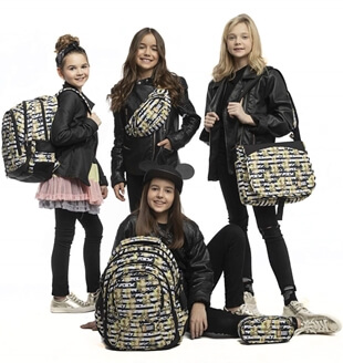 Plecaki i przybory szkolne ST.RIGHT ze złotymi ananasami dla dziewczynek