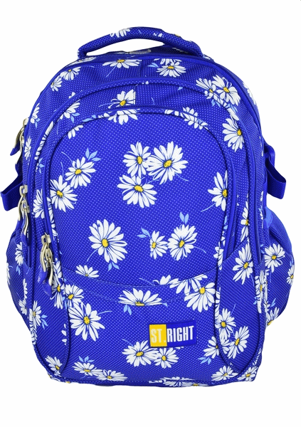 Super plecak szkolny ST.RIGHT Daisies, niebieski w stokrotki dla dziewczynki