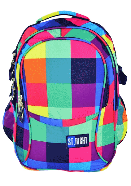 Plecak w kolorową kratkę St.Right w pastelowych kolorach dla dziewczynki