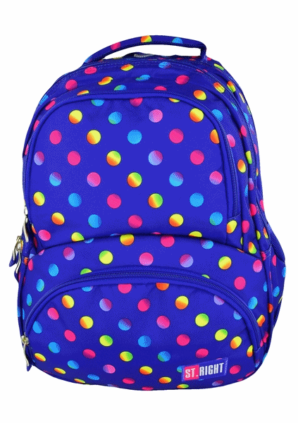 Plecak szkolny ST.RIGHT w kolorowe kropki dla dziewczynki - nowa kolekcja