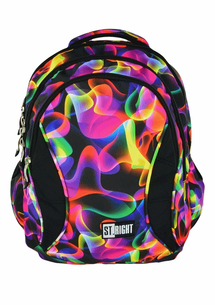Plecak szkolny ST.RIGHT z super modnym wzorem - kolorowe fale, galaktyka