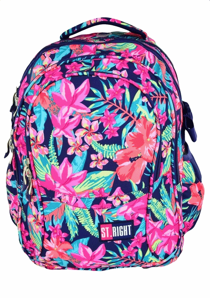 Wyjątkowy plecak szkolny marki St.right dla dziewczyny w piękne kwiaty